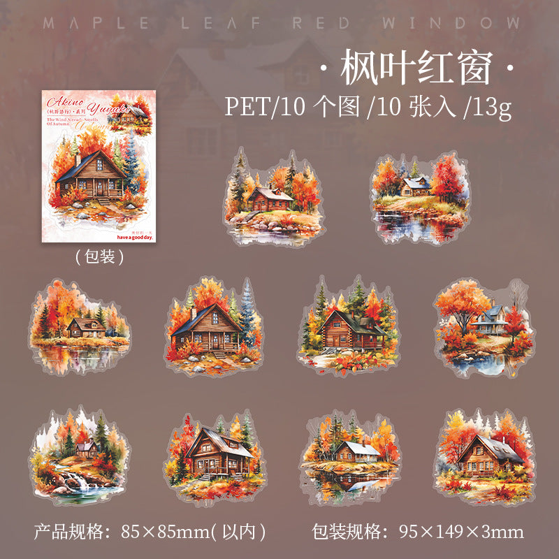 10 Pcs Autumn Harvest PET Stickers QYYX