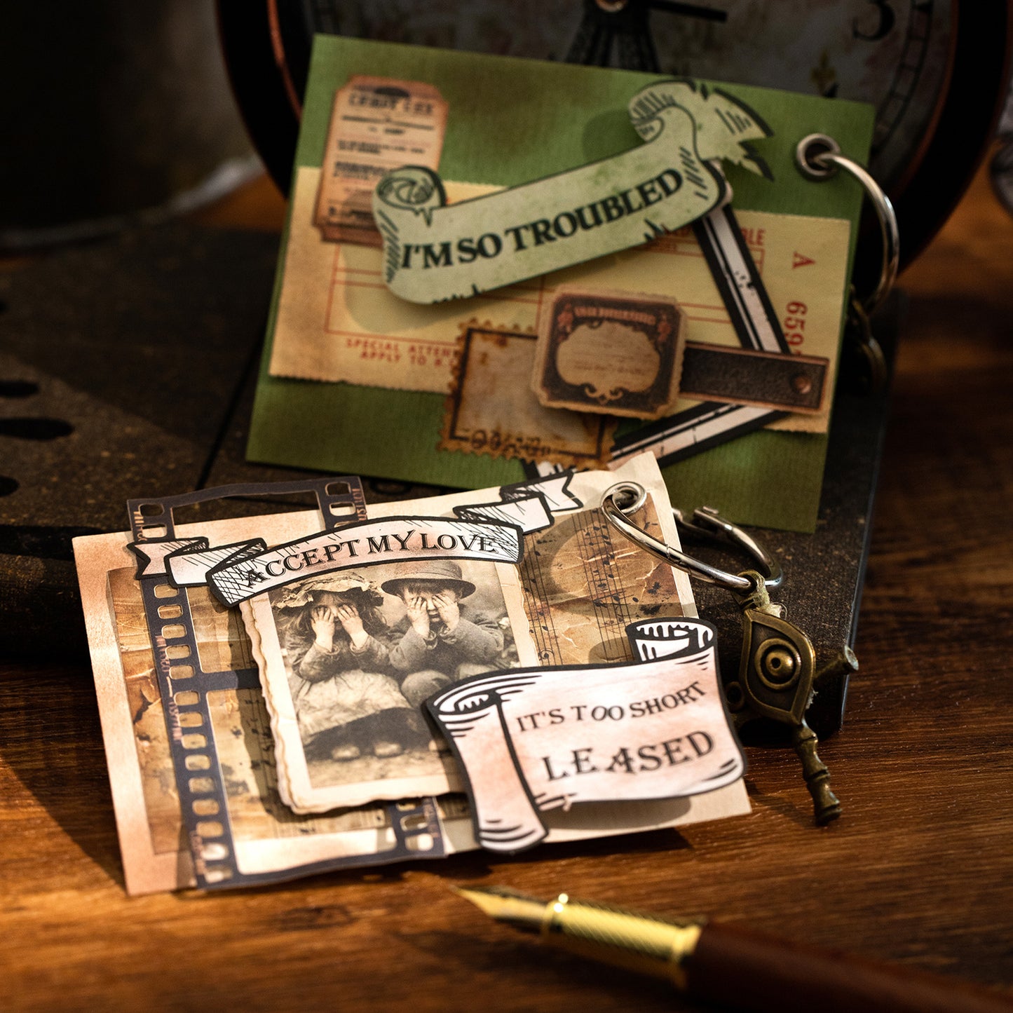 30 Pcs Vintage Words Label Stickers GDJX