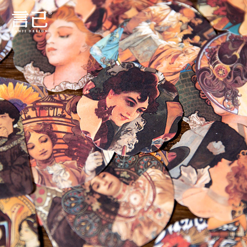 40 Pcs Mucha Themed Stickers MXHY