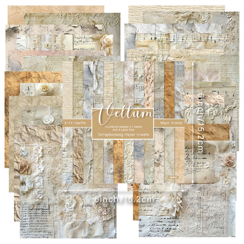 6 inch Aged Ephemera Scrapbook Paper Pad SKP612