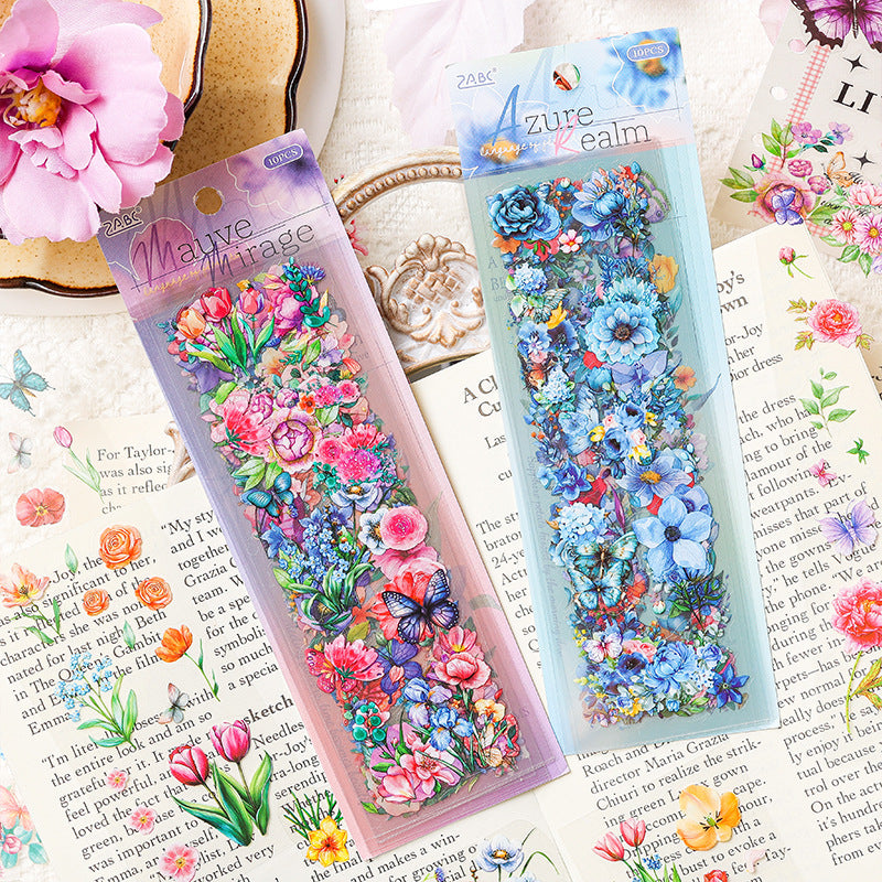 10 Sheets Flower PET Stickers LGHY