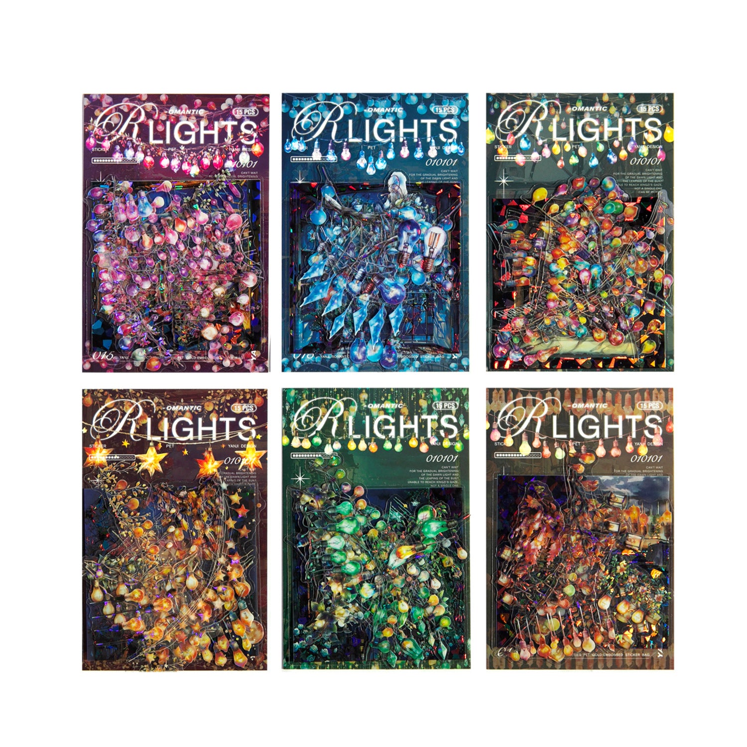 15 Pcs Night Light PET Stickers LMDH