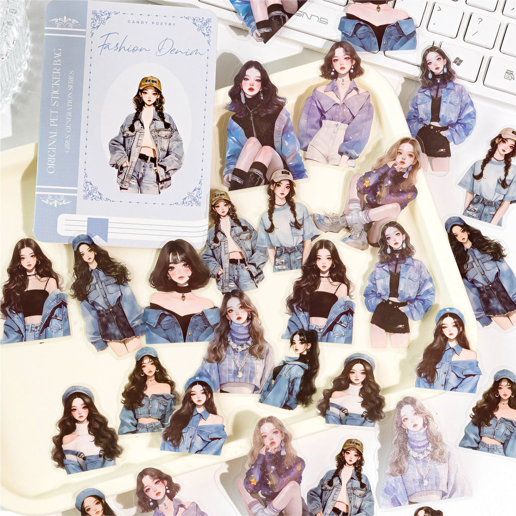 30 Pcs Fashion Girl PET Stickers SNSD