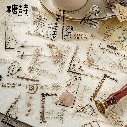 30 Pcs Vintage PET Journal Stickers SGJY