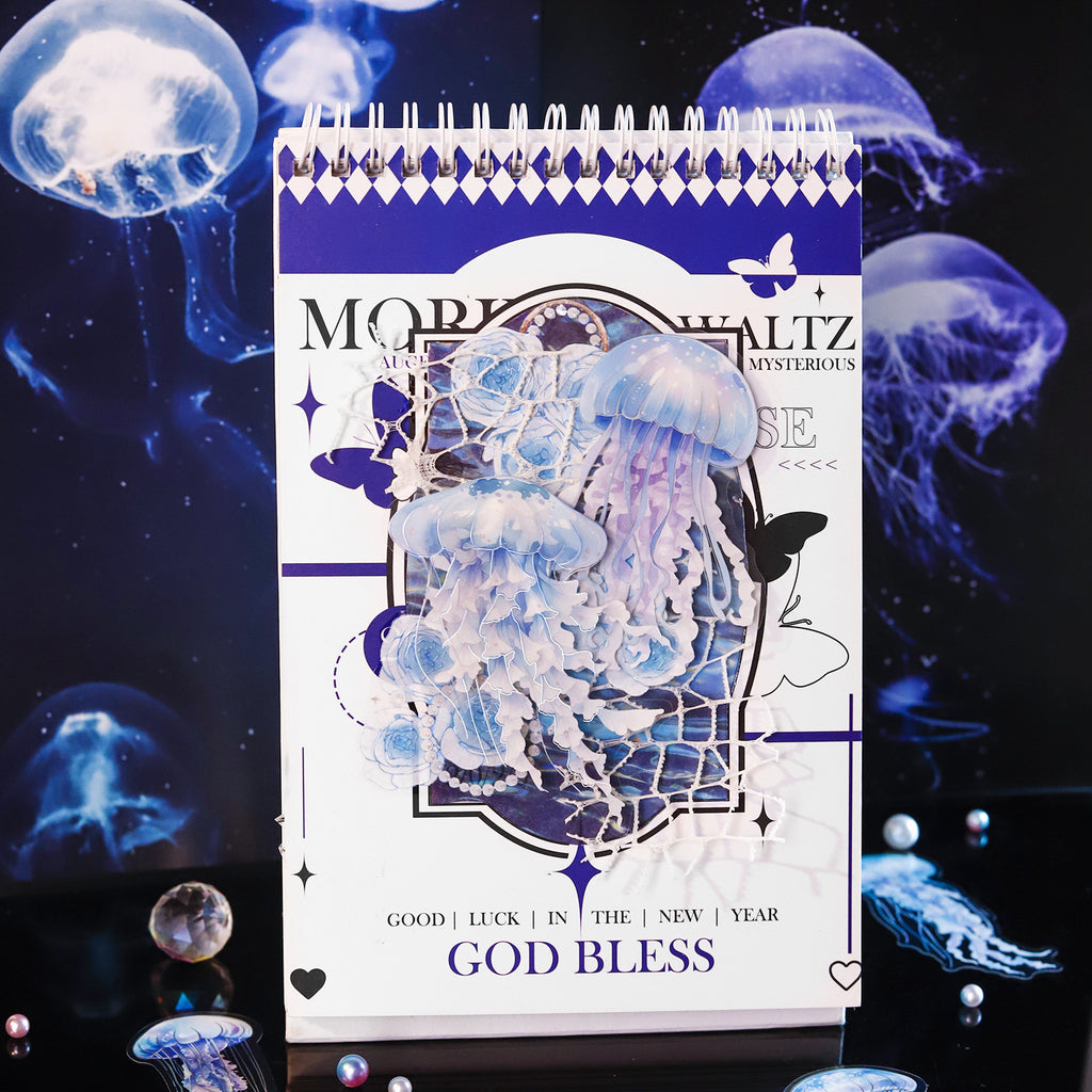 12 Pcs Large Size Glitter Jellyfish PET Stickers SHJL