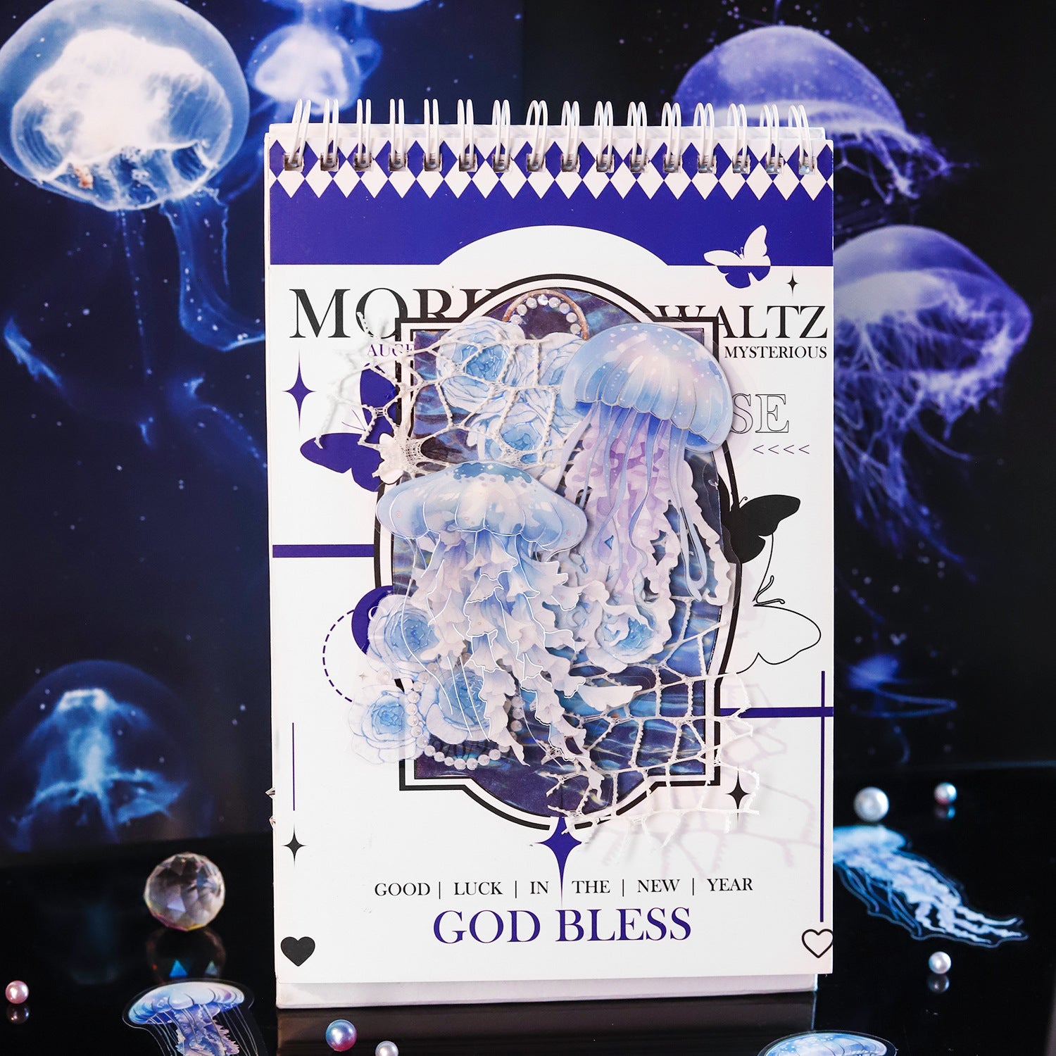 12 Pcs Large Size Glitter Jellyfish PET Stickers SHJL