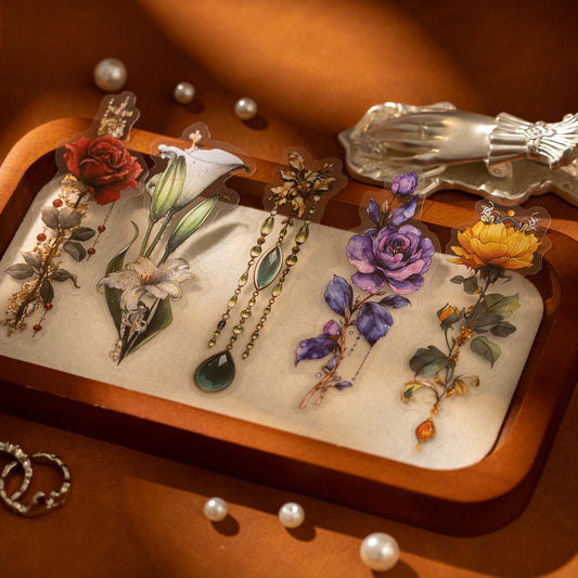 20 Pcs Floral Jewelry PET Stickers HYZS