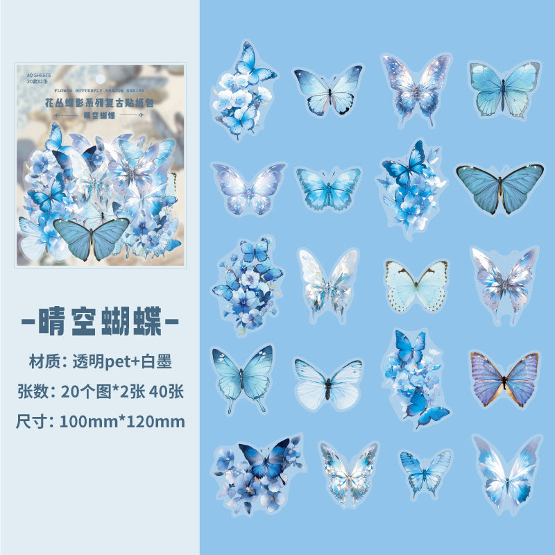 40 Pcs PET Butterfly and Flower Stickers HCDY