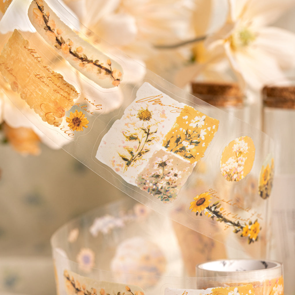 1 Roll Flower Themed PET Stickers Tape HCMB