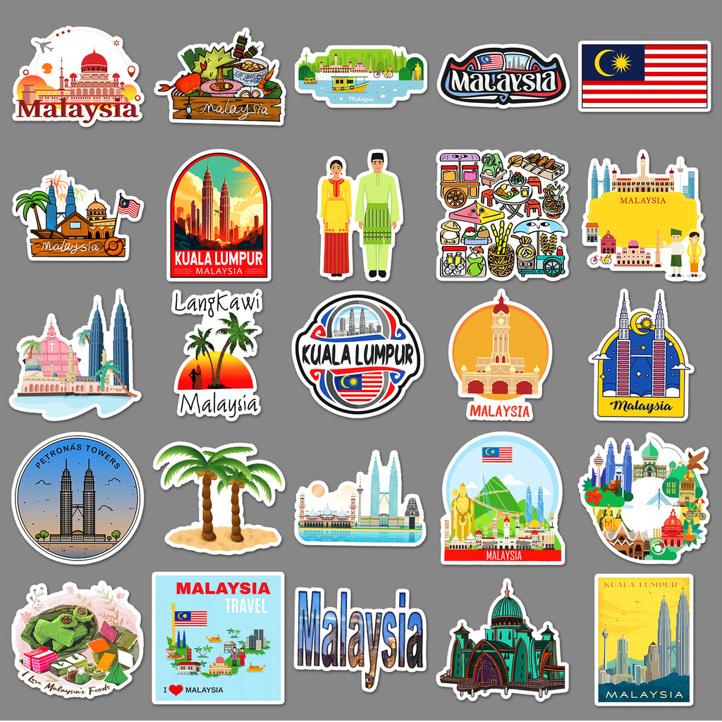 50Pcs Malaysia Travel Vinyl Stickers TRV15
