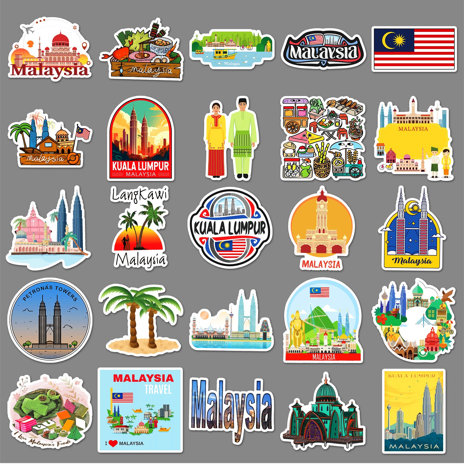50Pcs Malaysia Travel Vinyl Stickers TRV15