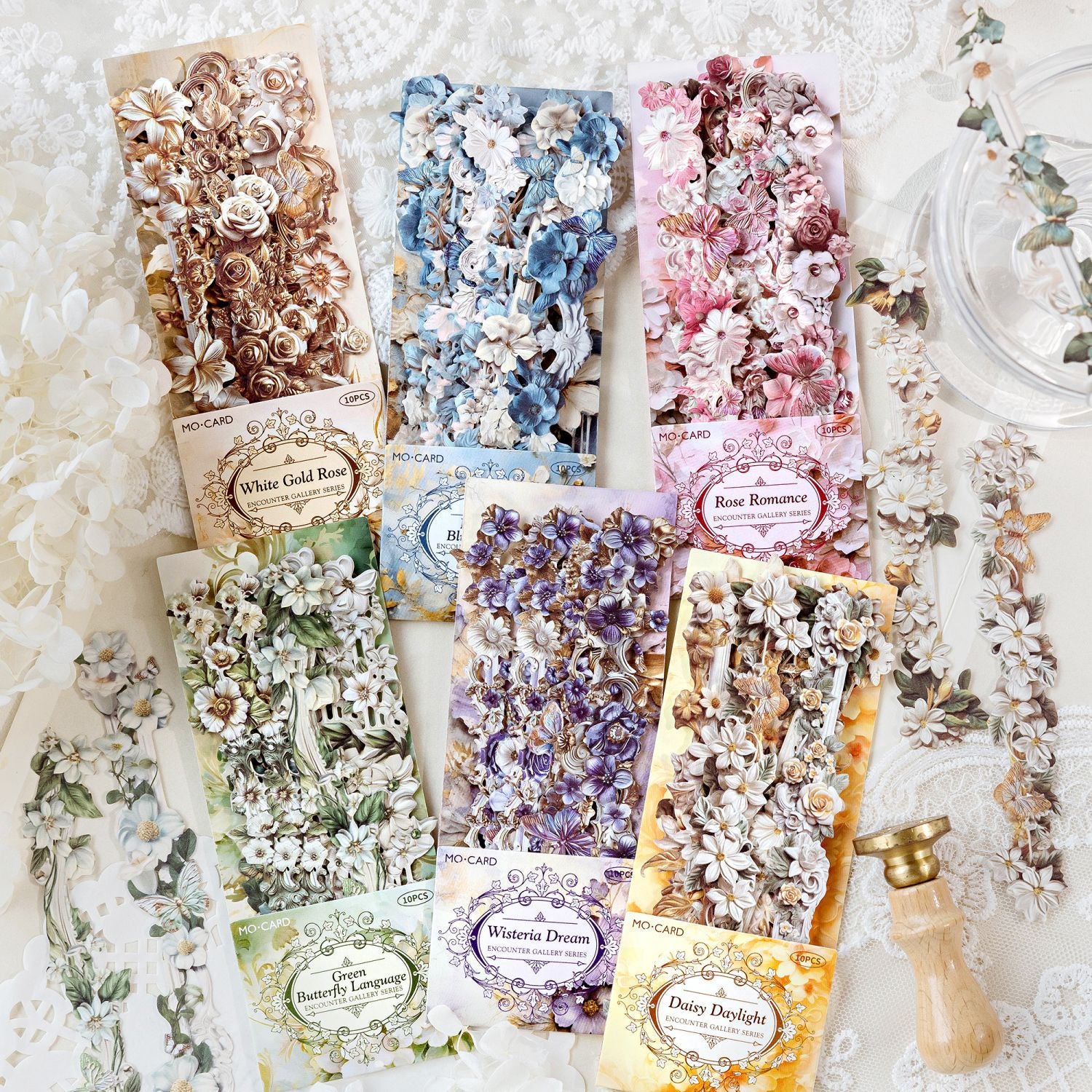 10 Pcs Long Flower Stickers XHCL