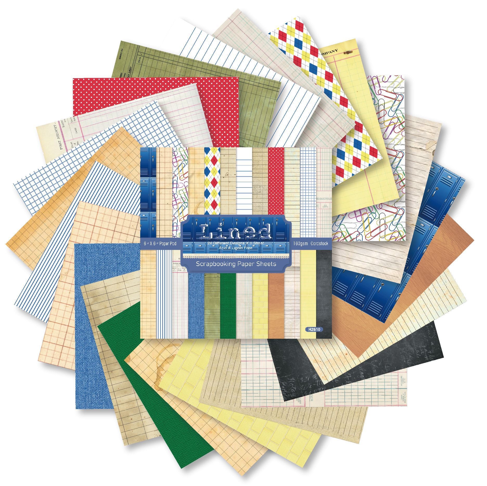 6 inch Vintage Lined Scrapbook Paper Pad SKP610