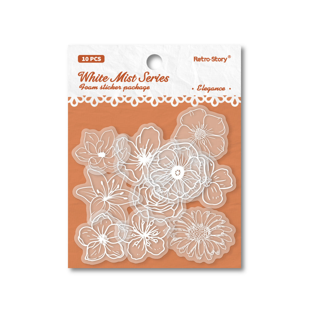 10 Pcs Flower Foam Stickers BWXL