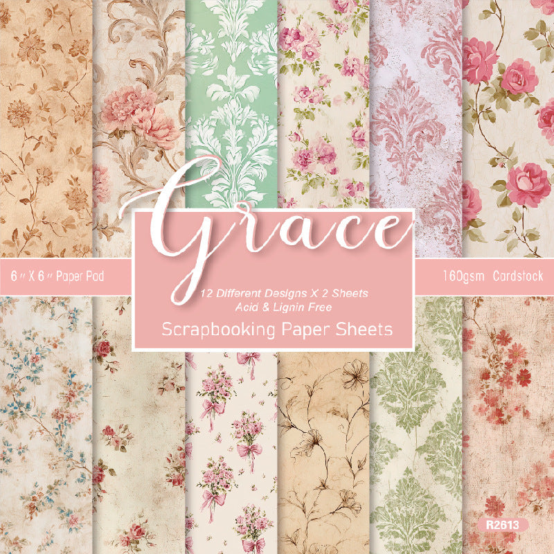6 inch Grace Scrapbook Paper Pad SKP613