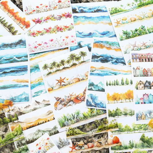 20 Sheets Nature Landscape Stickers Book ZJZR