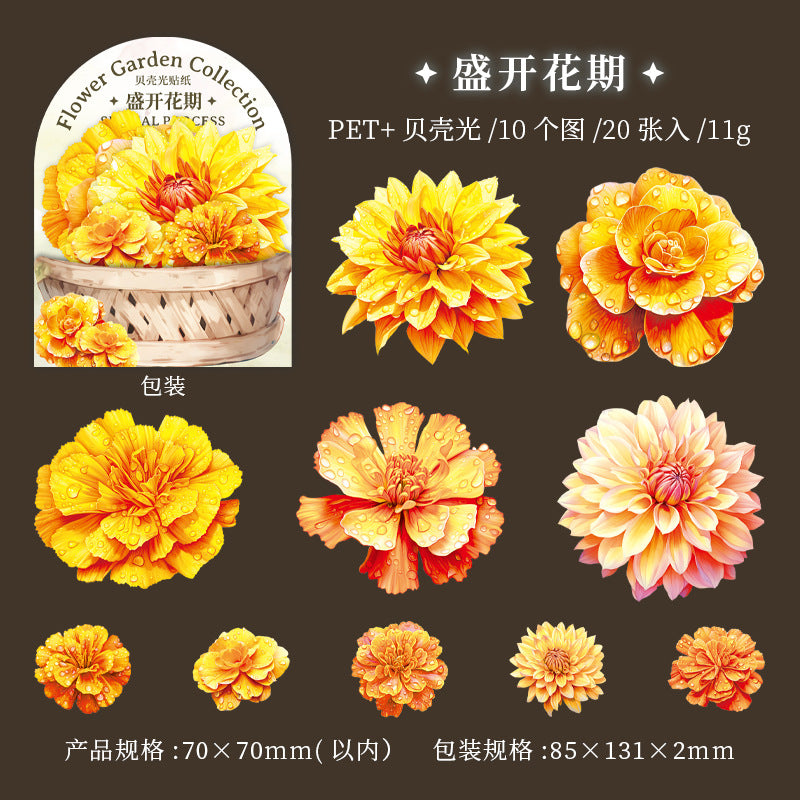 20 Pcs PET Flower Stickers HPJX