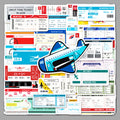 50Pcs Travel Flight Ticket Vinyl Stickers TRV25