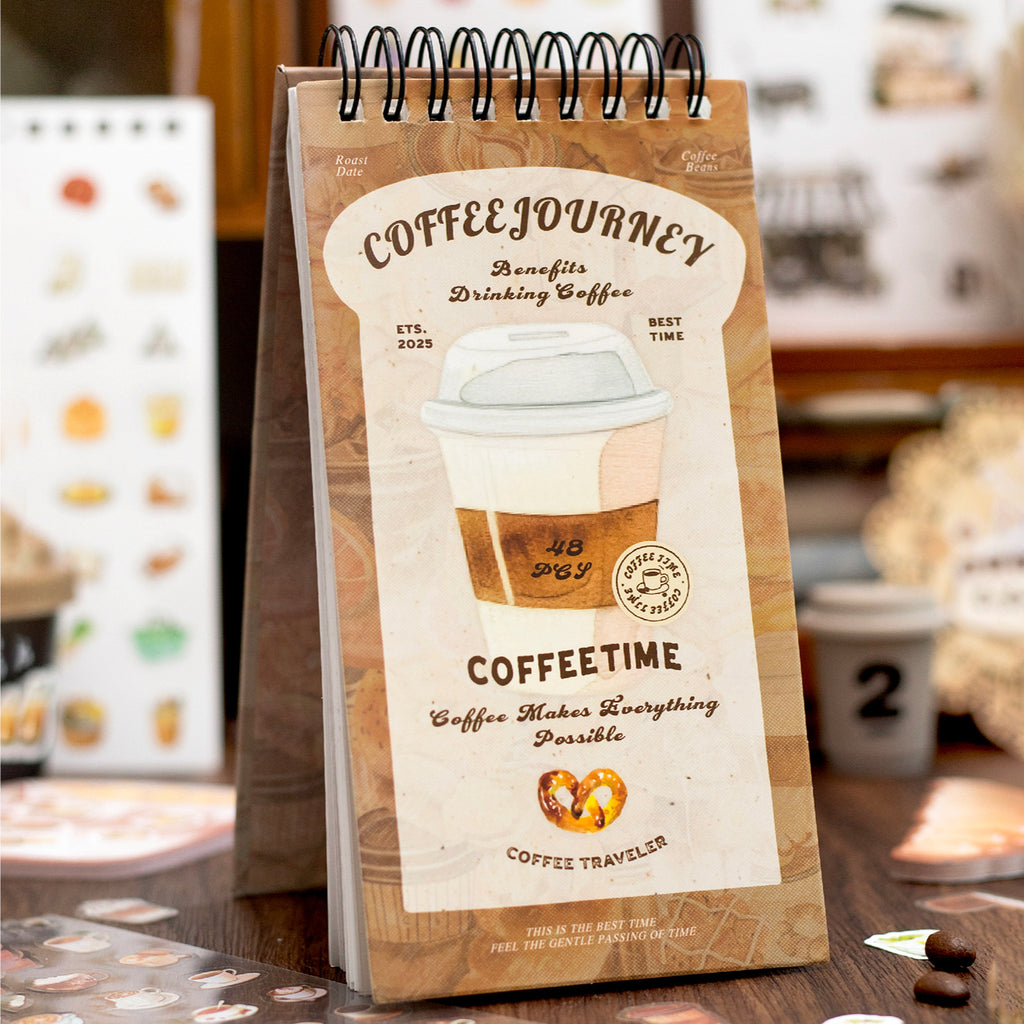 48 Sheets Coffee Theme Planner Stickers Book JRYHKF