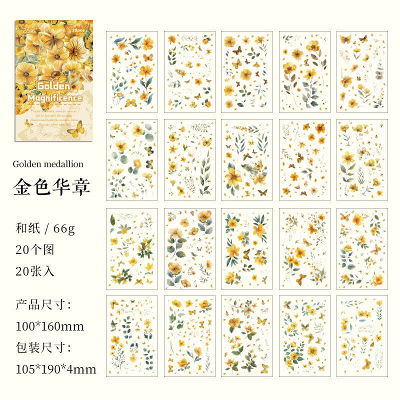 20 Sheets Die-cut Flower Washi Stickers Book FHYX