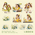 20 Pcs Little Girl and Flower PET Stickers SNDSJ
