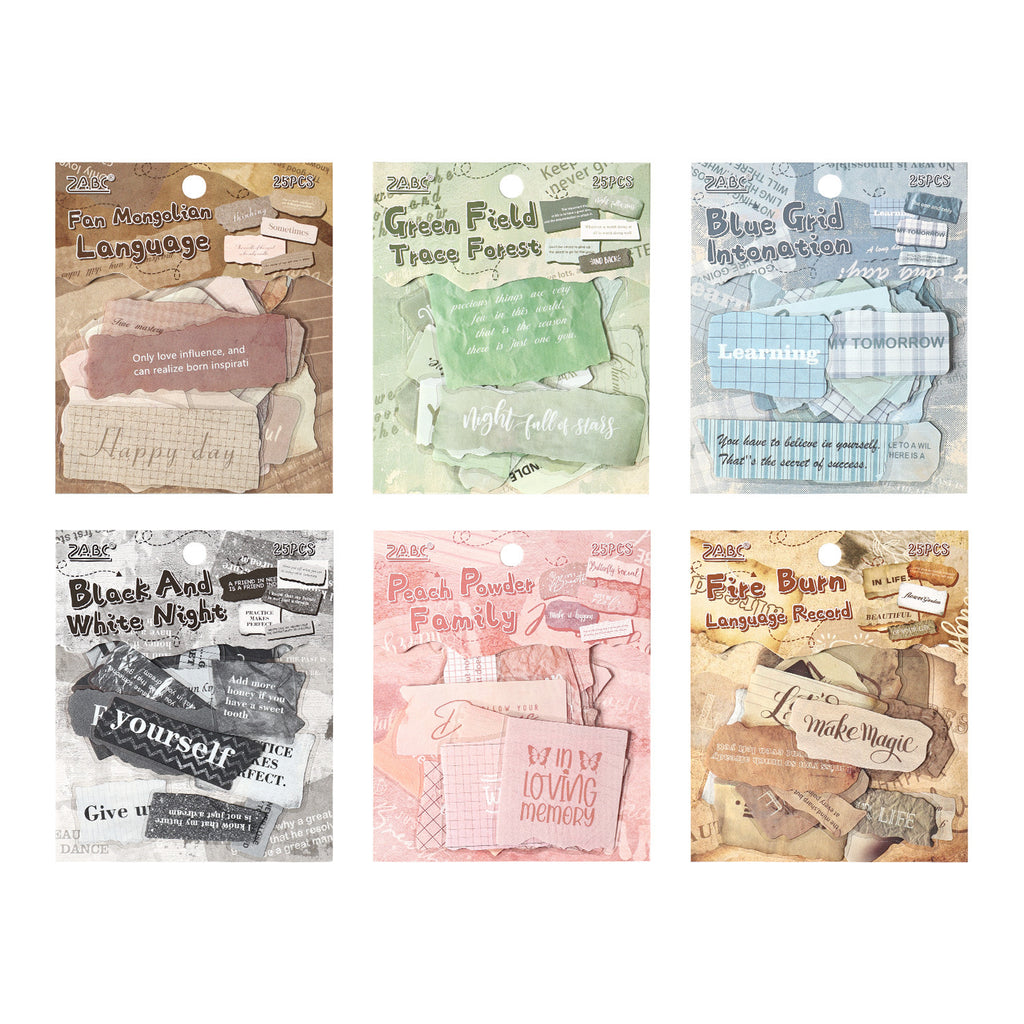 25 Pcs Vintage Words PET Stickers HYYL