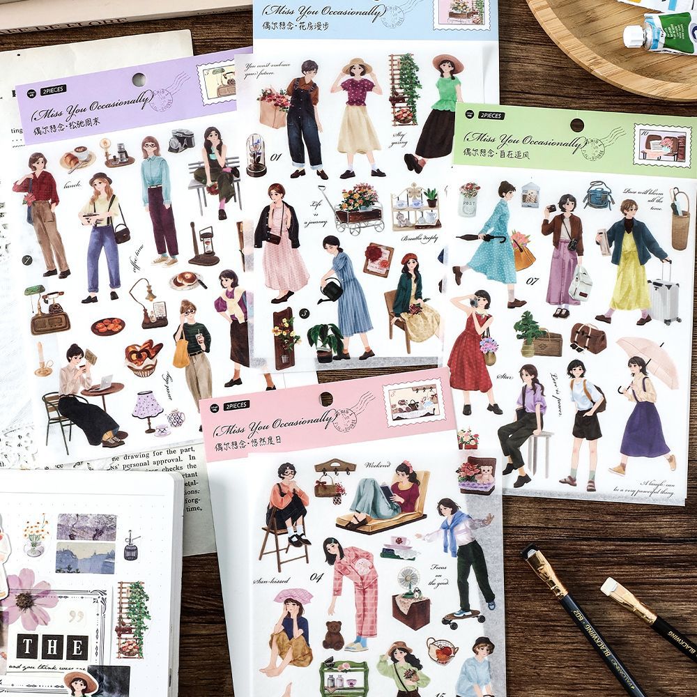 2 Pcs People Washi Stickers ORXN