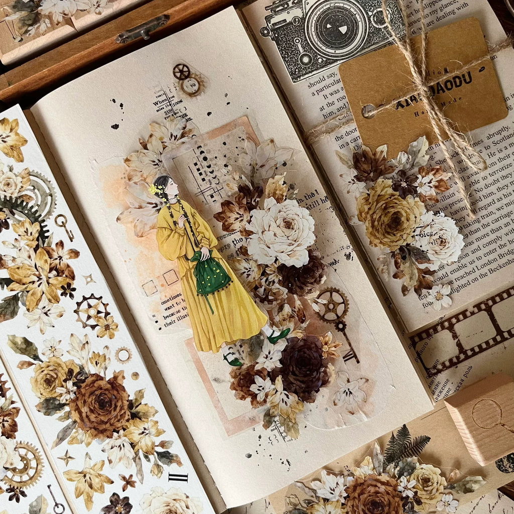 Floral Decorative Tape Rolls- Amber Glimmer