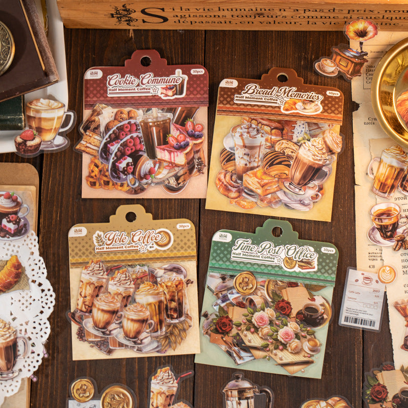 30 Pcs Coffee PET Stickers BKKF