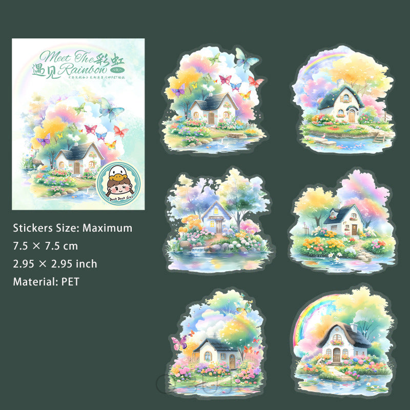 12 Pcs Rainbow Themed PET Stickers YJCH