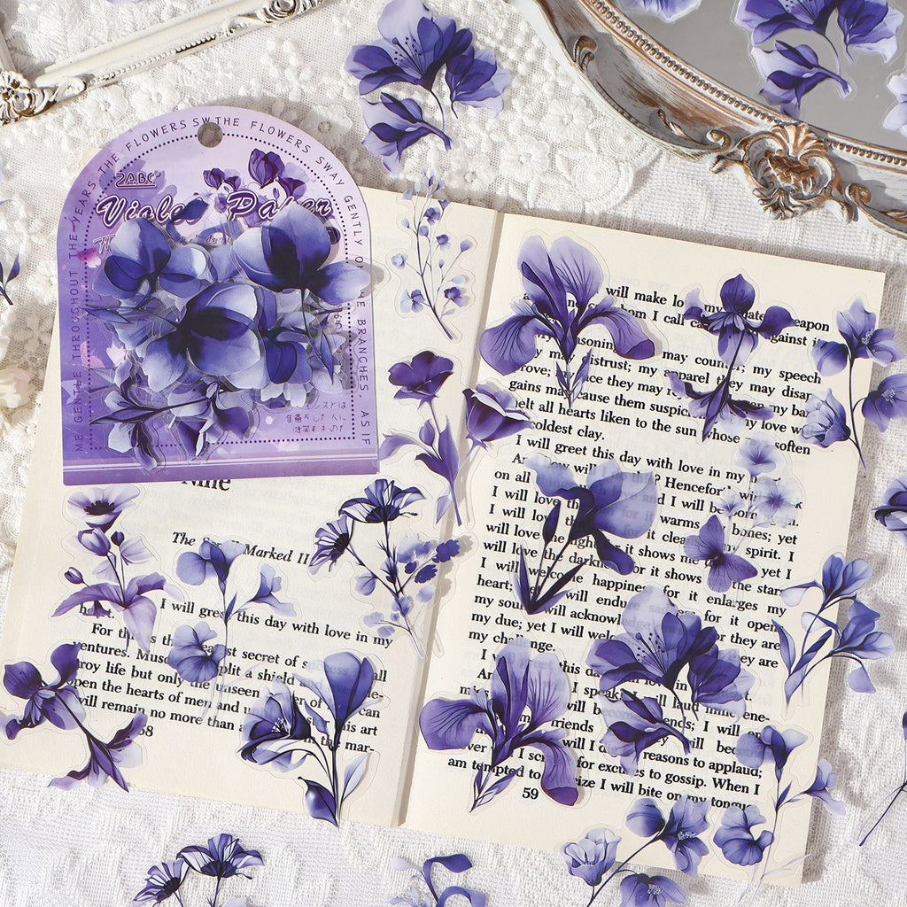 40 Pcs Watercolor Flower PET Stickers HKYS