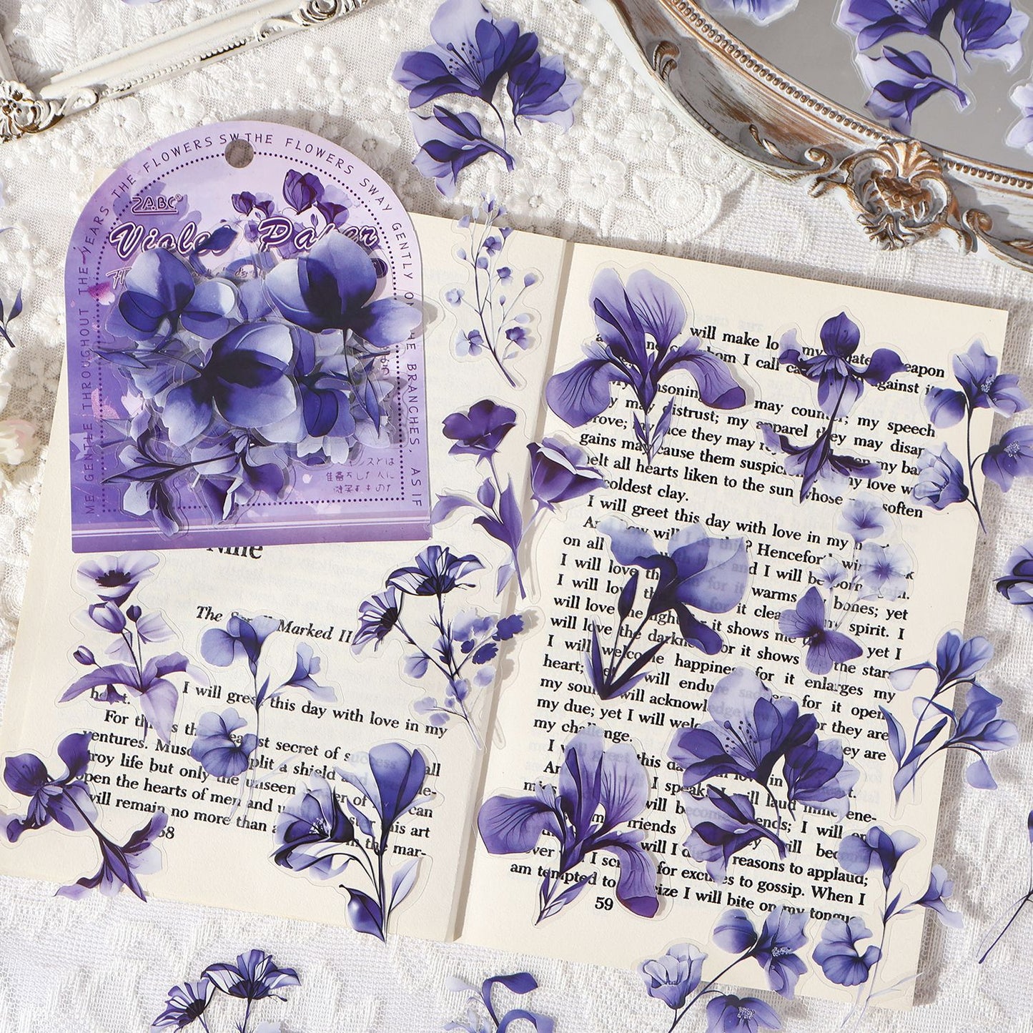 40 Pcs Watercolor Flower PET Stickers HKYS