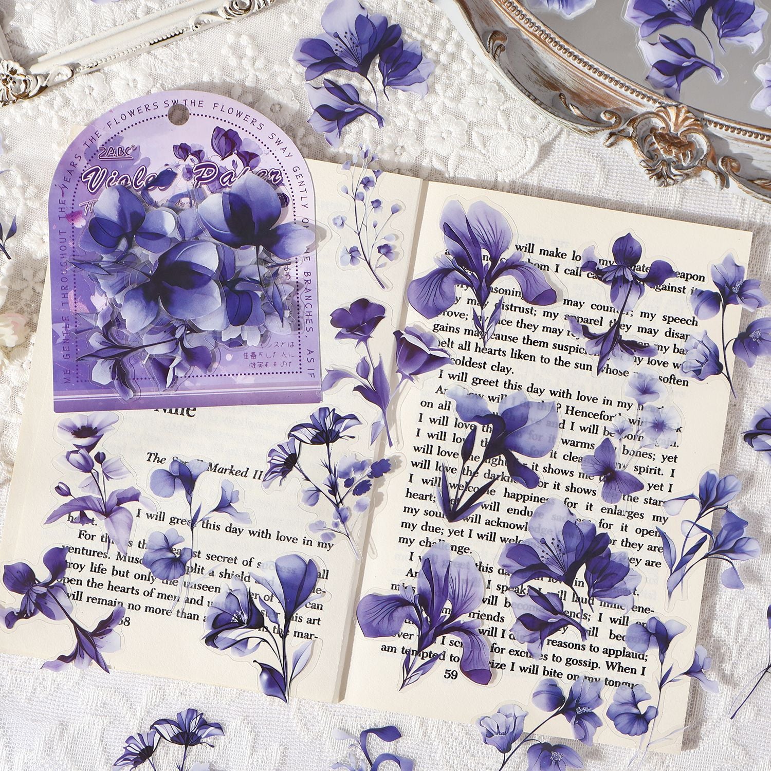 40 Pcs Watercolor Flower PET Stickers HKYS