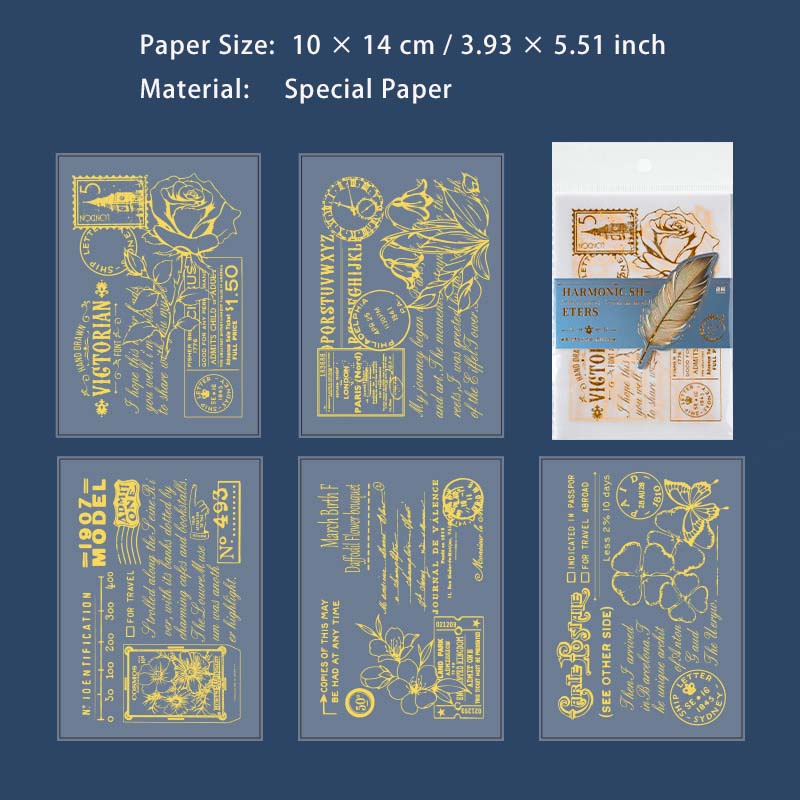 10 Pcs Glitter Vintage Scrapbook Paper GDSJ