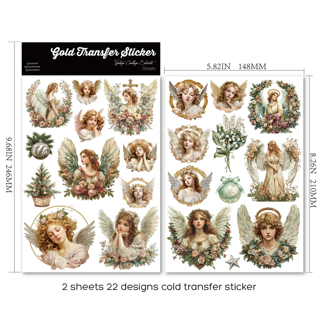 2 Sheets Waterproof Rub on Stickers - Angel
