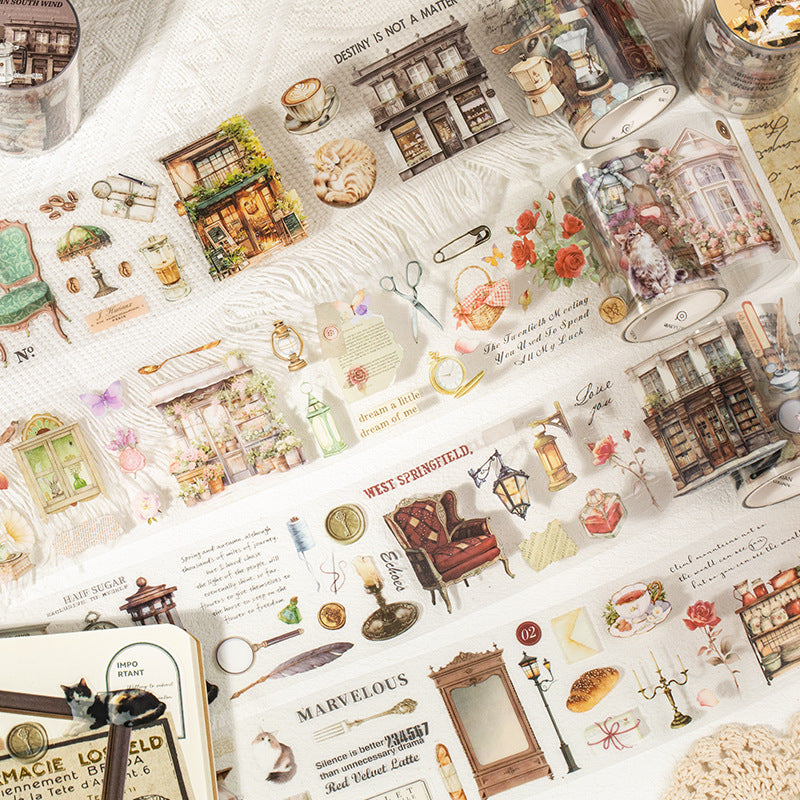 1 Roll Vintage Lifestyle PET Stickers Tape QRNF
