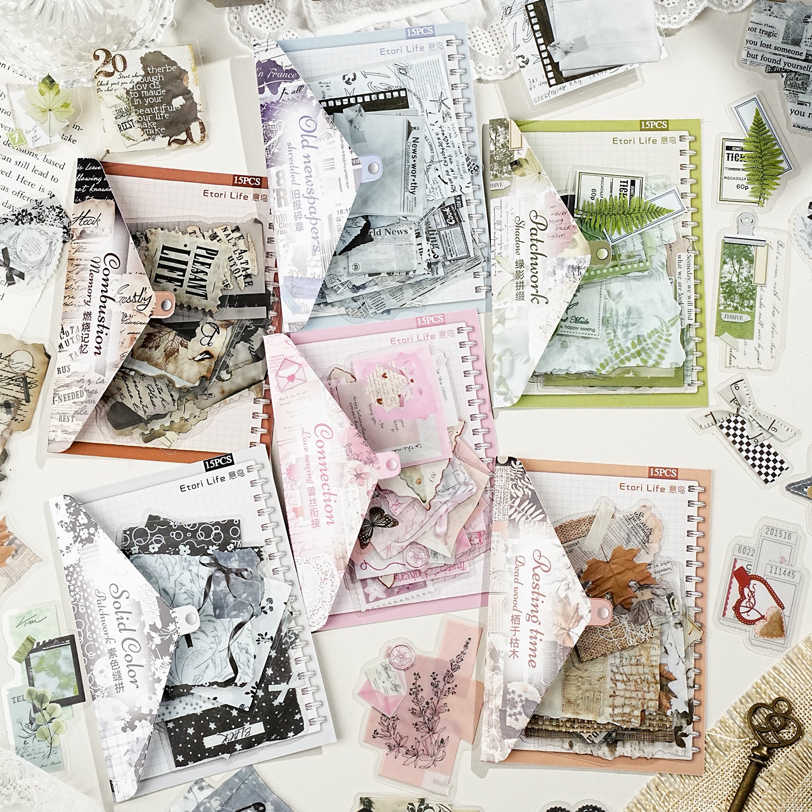 15 Pcs Vintage Collage PET Stickers SYHZ