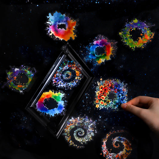 8 Pcs Blooming Flowers Leaf PET Stickers ZFXL