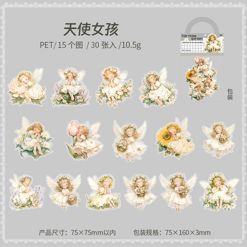 30 Pcs Childhood Girl PET Stickers THHY