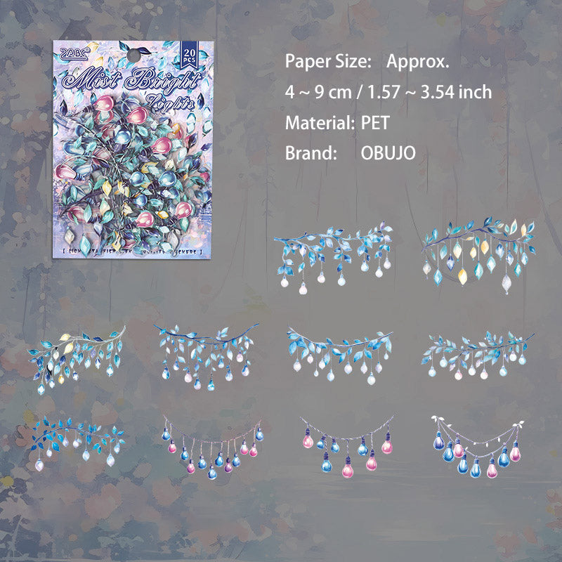 20 Pcs Night Light PET Stickers DHXC