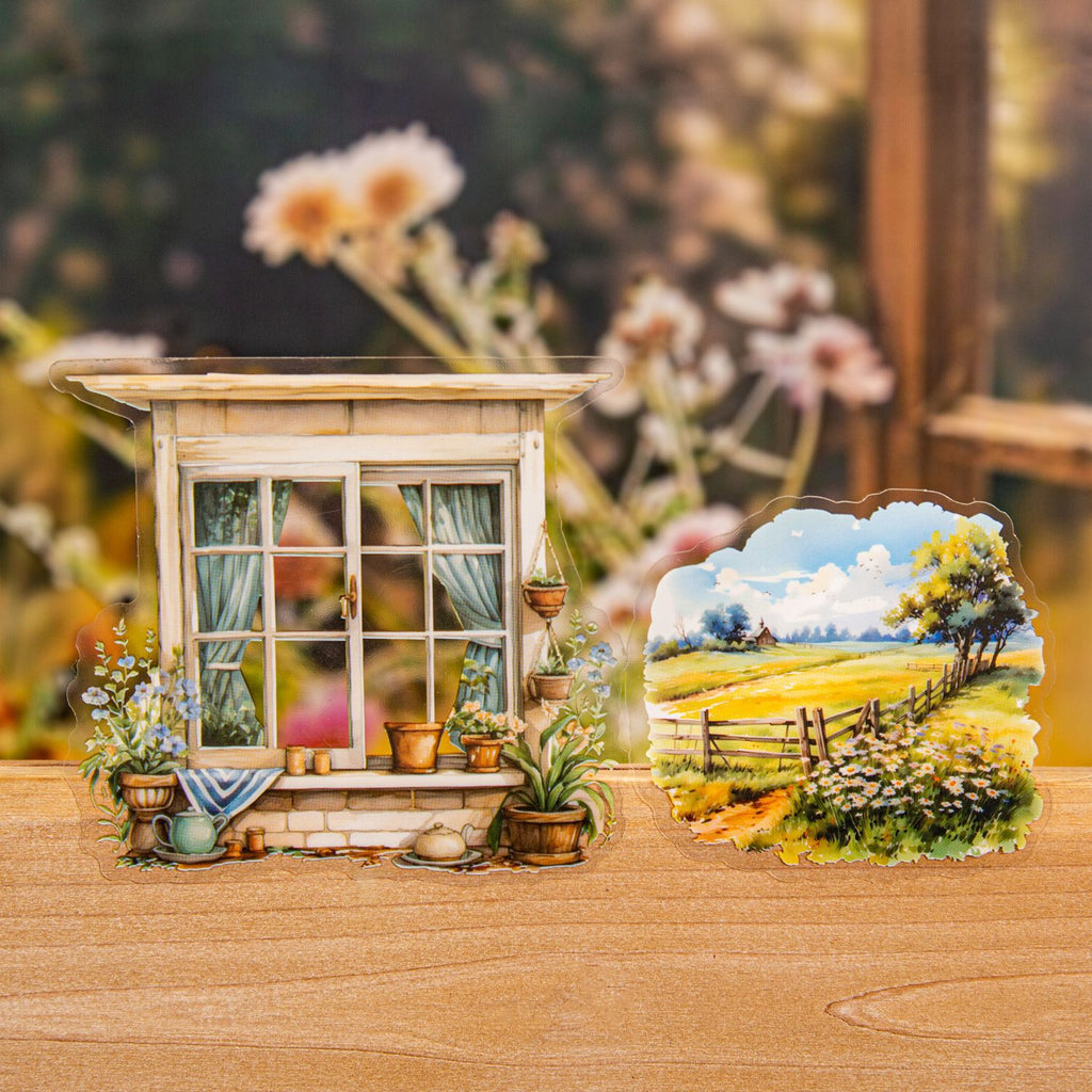 10 Pcs Windows Garden PET Stickers SJCJ