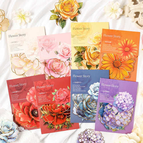 10 Pcs Gold Foil Flower Stickers HJWY