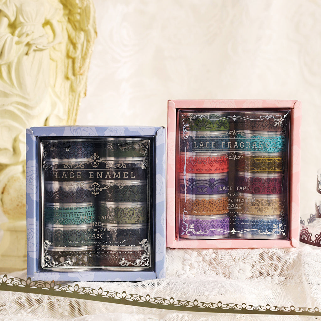 12 Rolls Lace Border PET Tape Set SDMJ