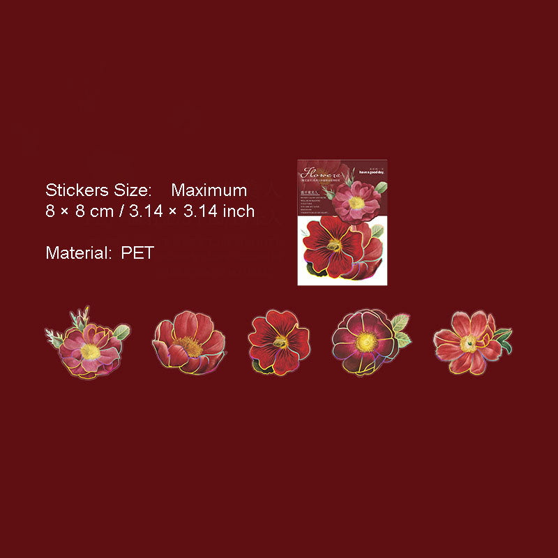 10 Pcs Gliter Flower PET Stickers FHSK