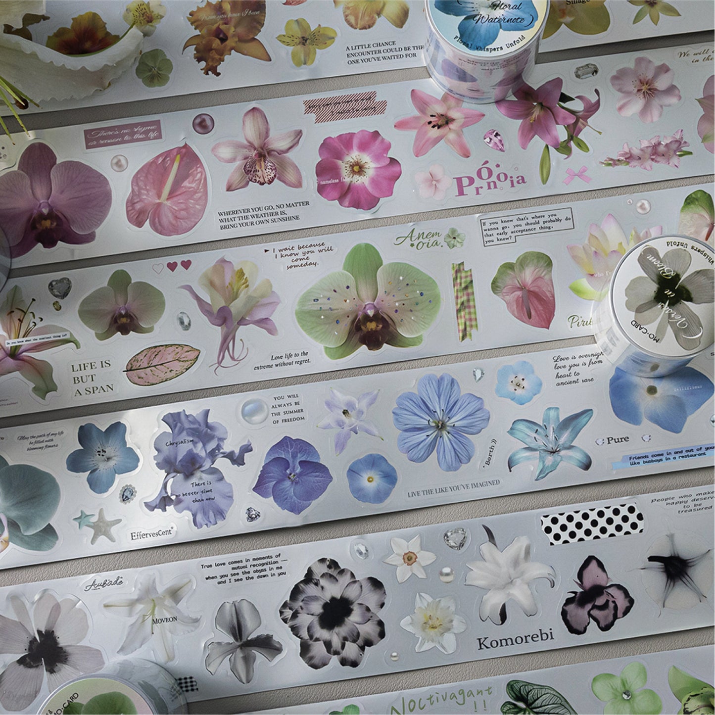 1 Roll Vintage Flower PET Stickers Tape HYDX