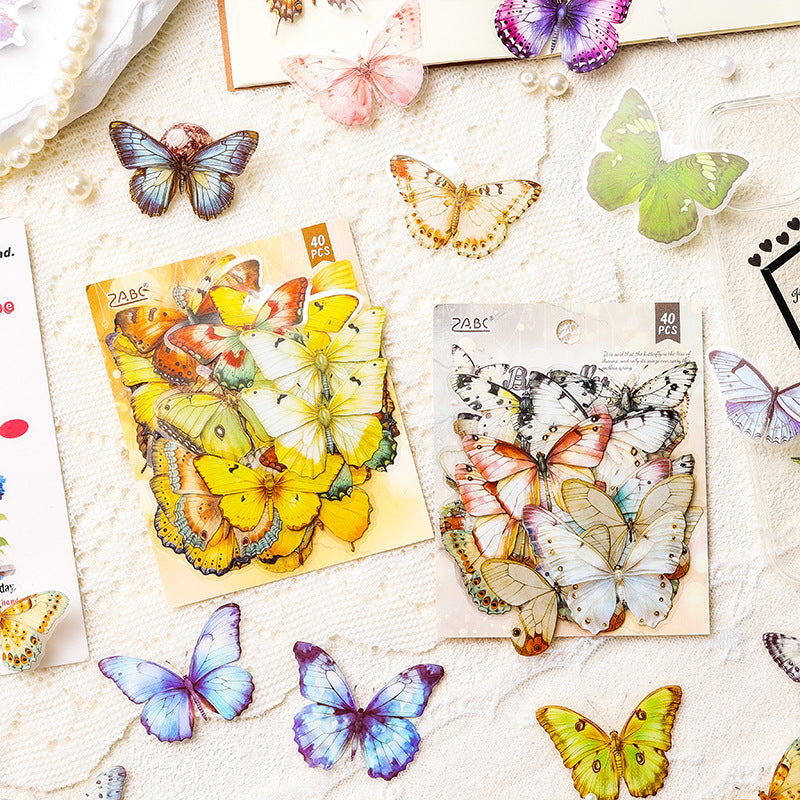 40 Pcs Butterfly PET Stickers CRDX