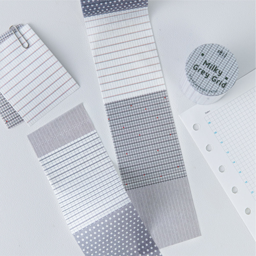 Grid Plaid Geometric Washi Tape - Gray