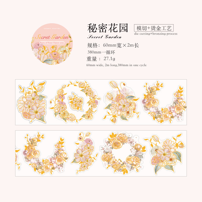 1 Roll Die-cut Glitter PET Flower Stickers HCZS