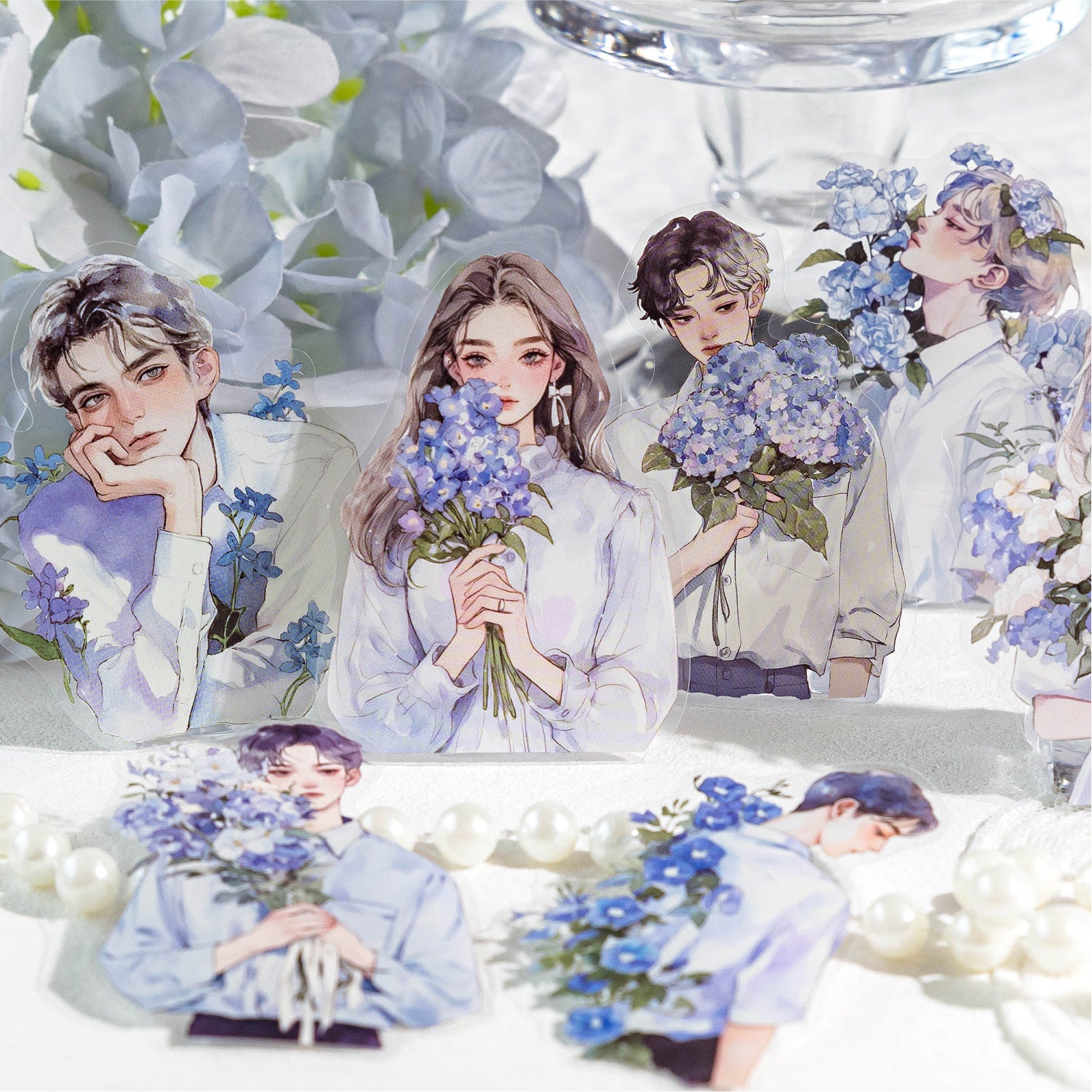 30 Pcs Flower Boy Girl PET Stickers HYNH