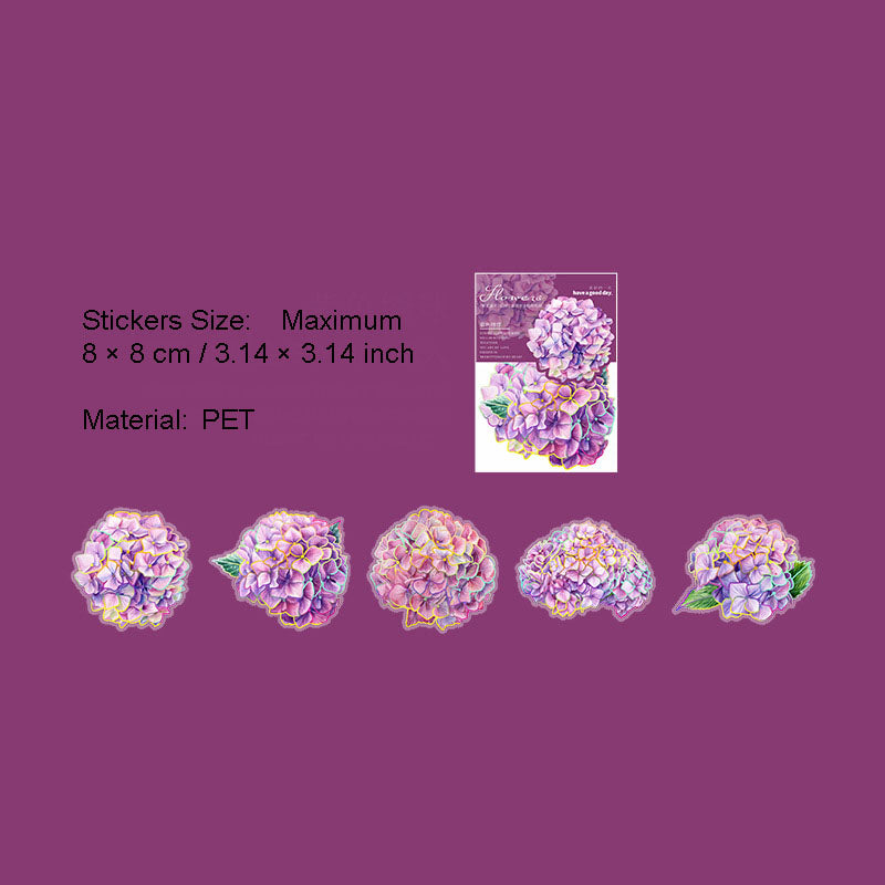 10 Pcs Gliter Flower PET Stickers FHSK